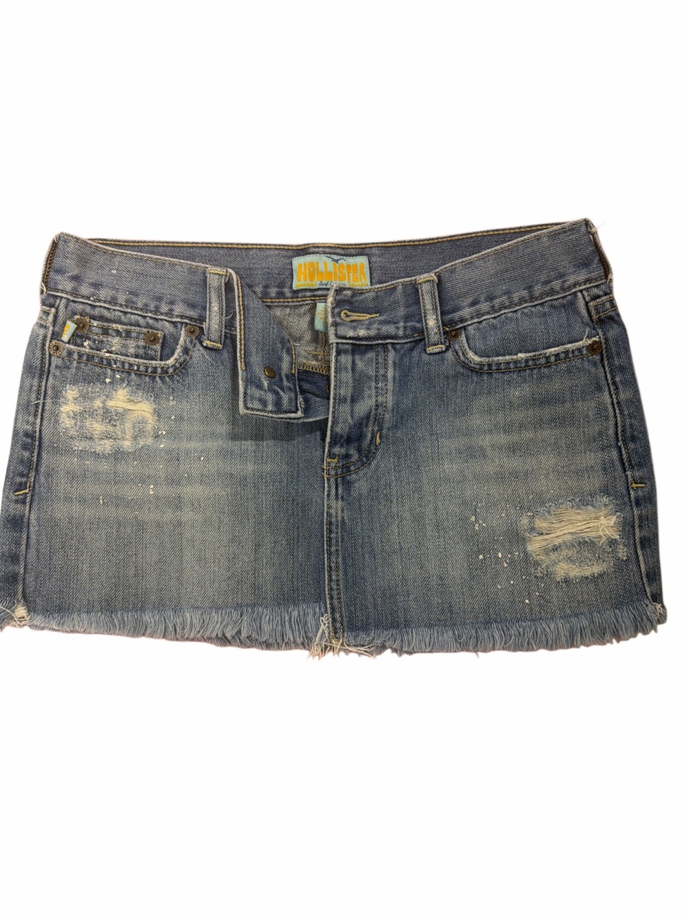 VTG Hollister Y2K Distressed Sequin Bead Denim Mini Skirt